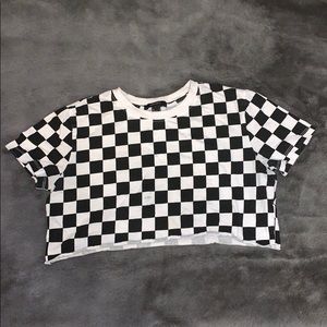 Black and white checkered crop top, from Forever21